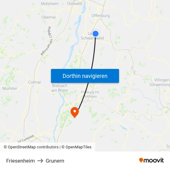 Friesenheim to Grunern map