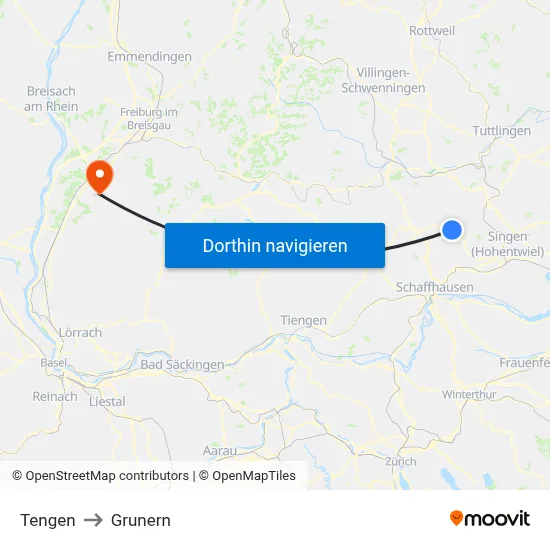 Tengen to Grunern map