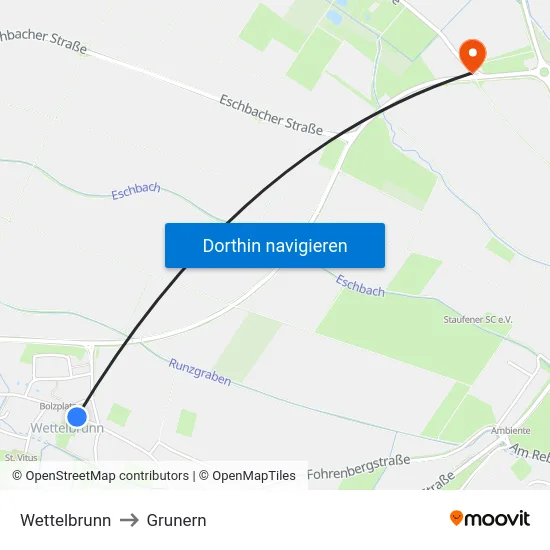 Wettelbrunn to Grunern map