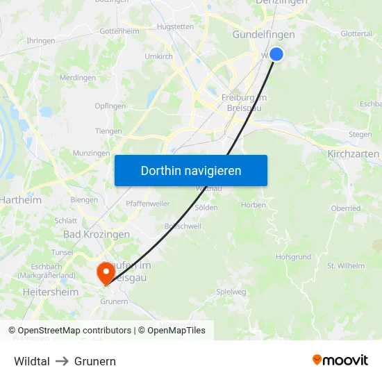 Wildtal to Grunern map
