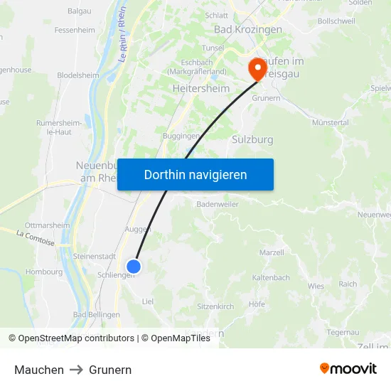 Mauchen to Grunern map