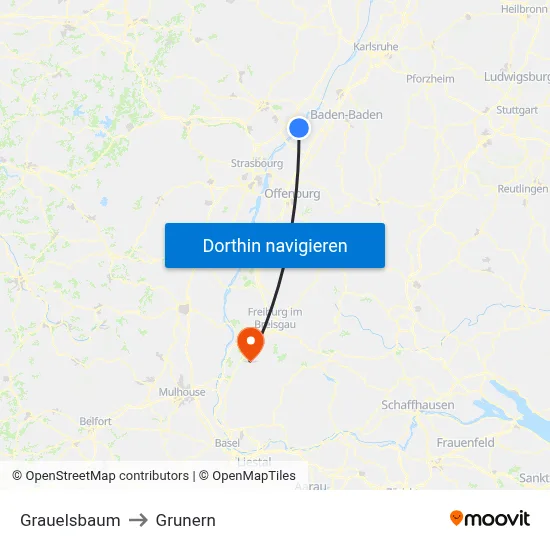 Grauelsbaum to Grunern map