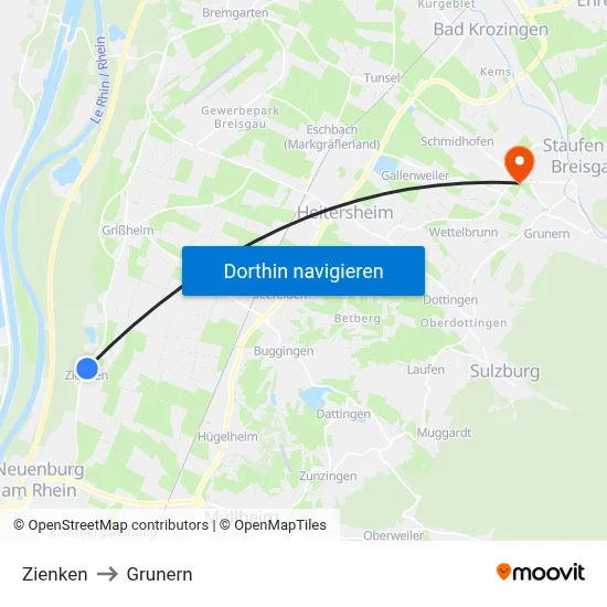 Zienken to Grunern map