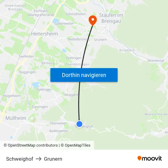 Schweighof to Grunern map