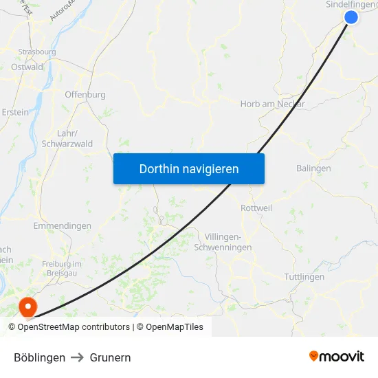 Böblingen to Grunern map