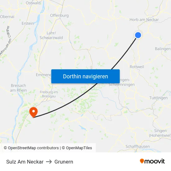 Sulz Am Neckar to Grunern map