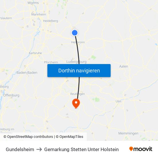 Gundelsheim to Gemarkung Stetten Unter Holstein map