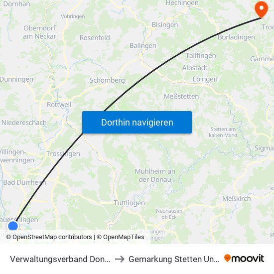 Verwaltungsverband Donaueschingen to Gemarkung Stetten Unter Holstein map