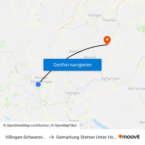 Villingen-Schwenningen to Gemarkung Stetten Unter Holstein map