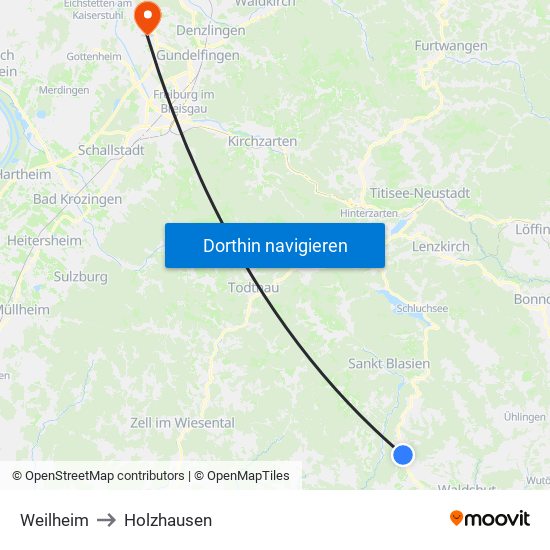 Weilheim to Holzhausen map