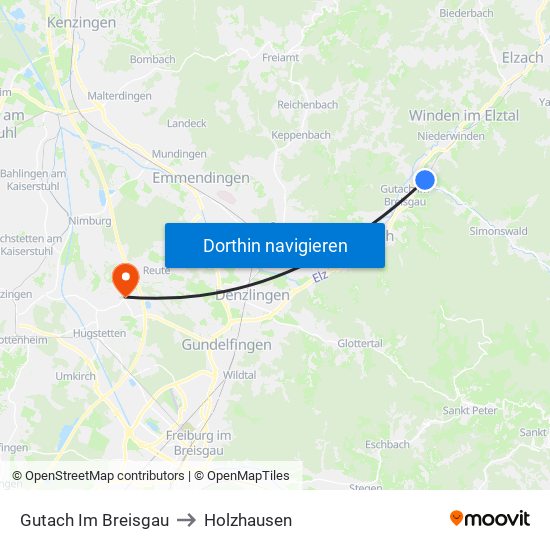 Gutach Im Breisgau to Holzhausen map