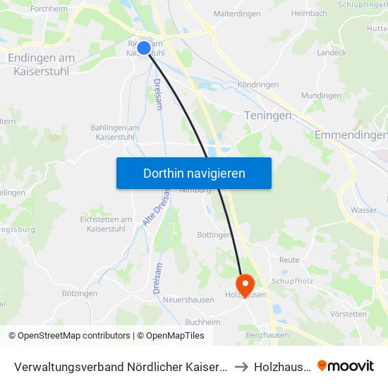 Verwaltungsverband Nördlicher Kaiserstuhl to Holzhausen map