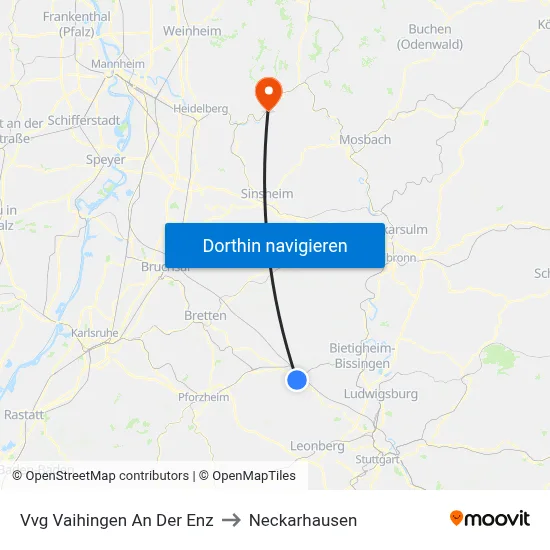 Vvg Vaihingen An Der Enz to Neckarhausen map