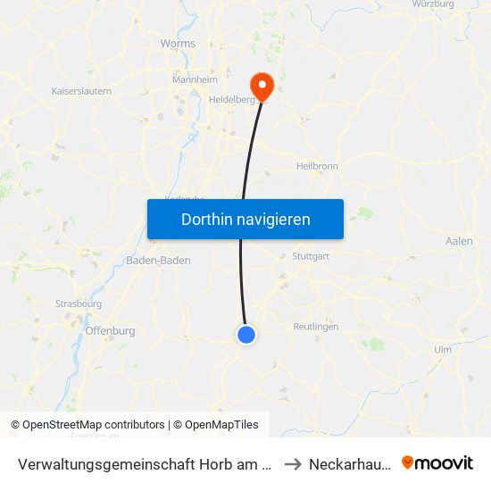 Verwaltungsgemeinschaft Horb am Neckar to Neckarhausen map