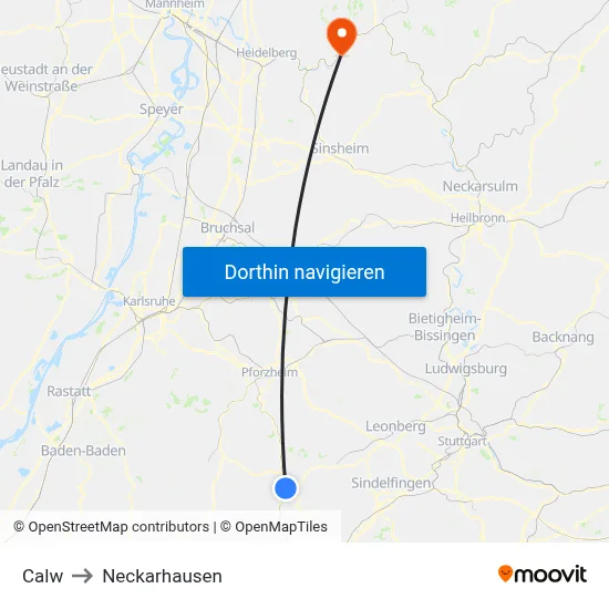 Calw to Neckarhausen map