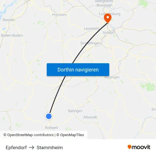 Epfendorf to Stammheim map