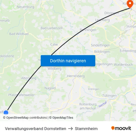 Verwaltungsverband Dornstetten to Stammheim map