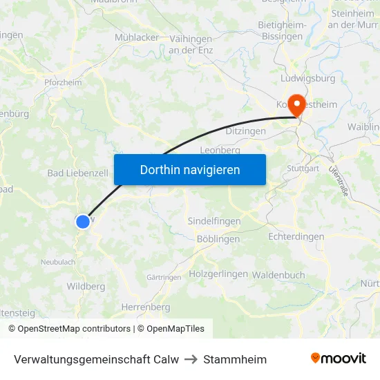 Verwaltungsgemeinschaft Calw to Stammheim map
