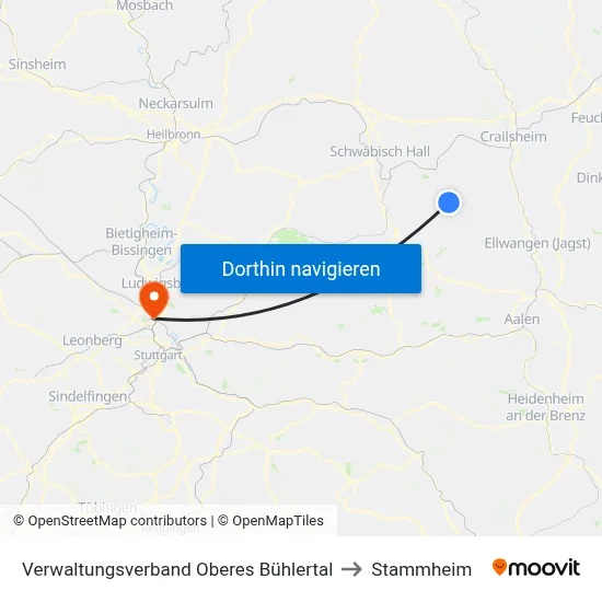 Verwaltungsverband Oberes Bühlertal to Stammheim map