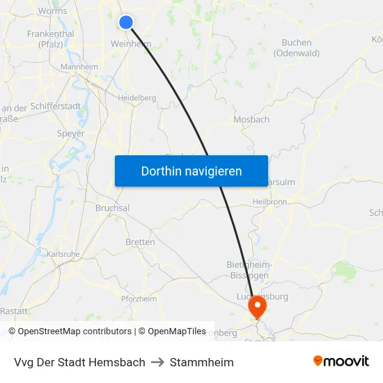 Vvg Der Stadt Hemsbach to Stammheim map