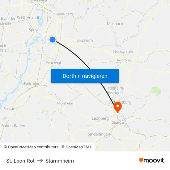 St. Leon-Rot to Stammheim map