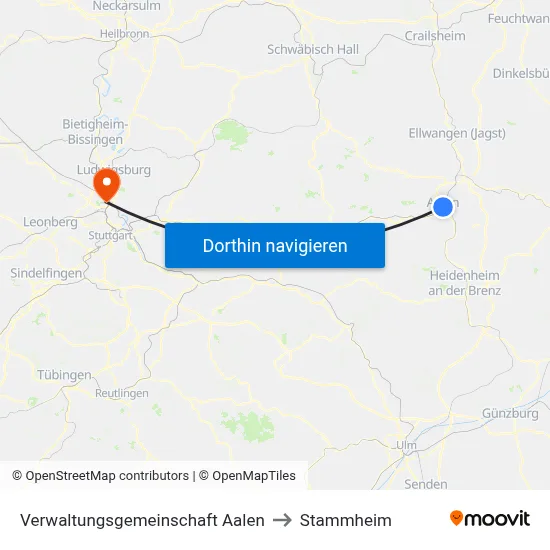 Verwaltungsgemeinschaft Aalen to Stammheim map