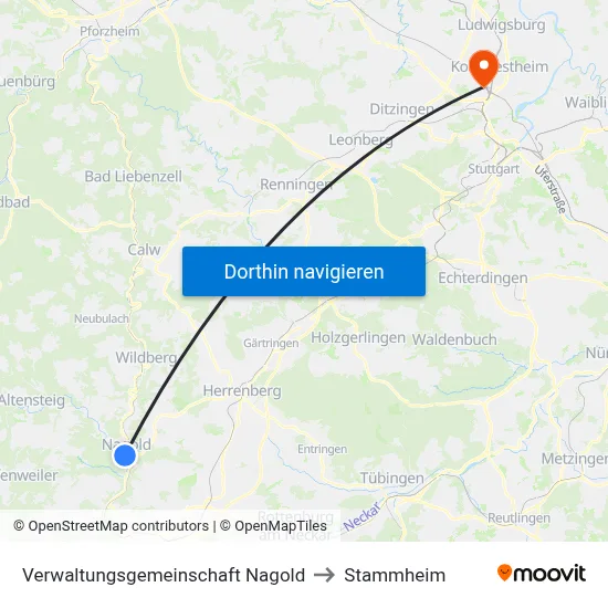 Verwaltungsgemeinschaft Nagold to Stammheim map