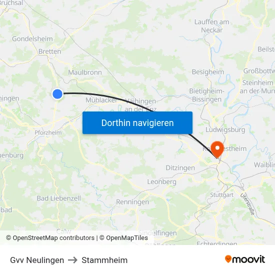 Gvv Neulingen to Stammheim map