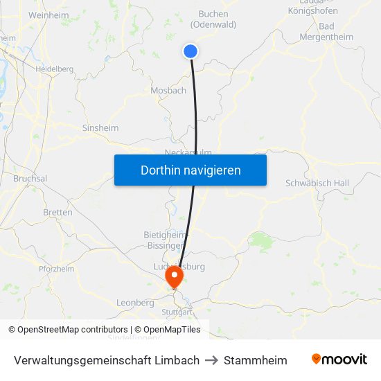 Verwaltungsgemeinschaft Limbach to Stammheim map