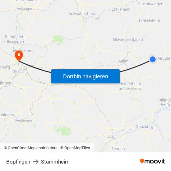 Bopfingen to Stammheim map