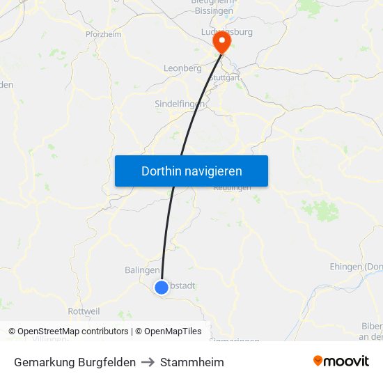 Gemarkung Burgfelden to Stammheim map