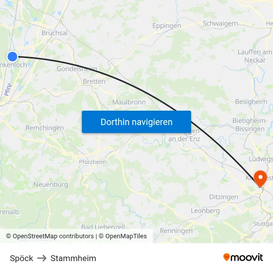 Spöck to Stammheim map