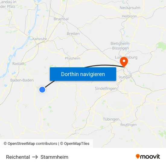 Reichental to Stammheim map