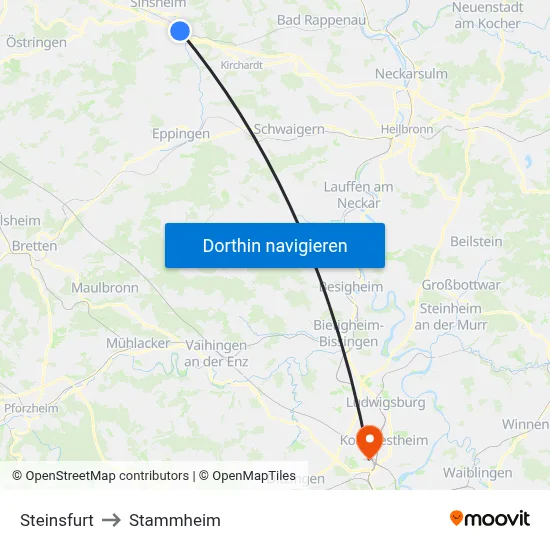 Steinsfurt to Stammheim map