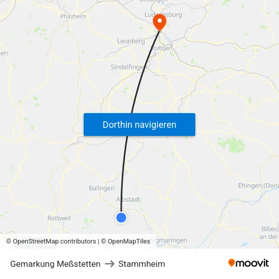 Gemarkung Meßstetten to Stammheim map