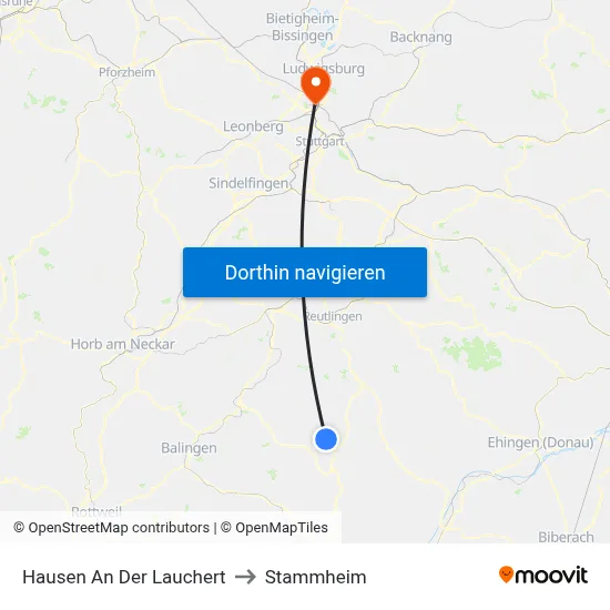 Hausen An Der Lauchert to Stammheim map