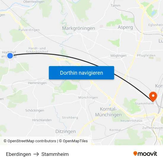 Eberdingen to Stammheim map