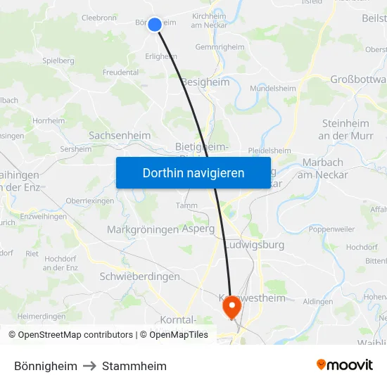 Bönnigheim to Stammheim map