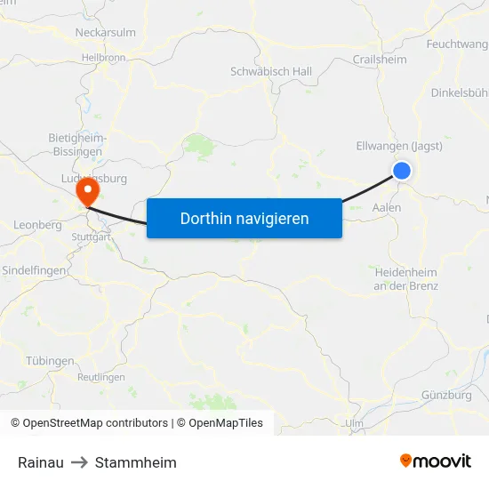 Rainau to Stammheim map