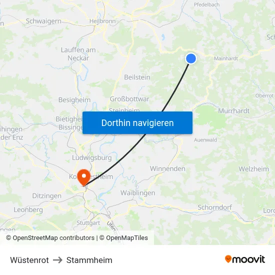 Wüstenrot to Stammheim map