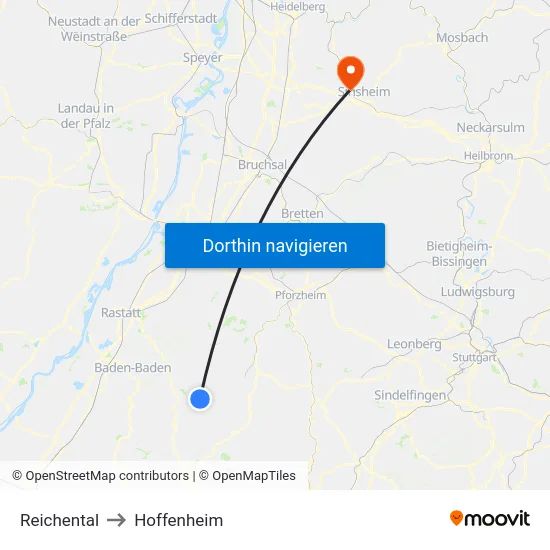 Reichental to Hoffenheim map