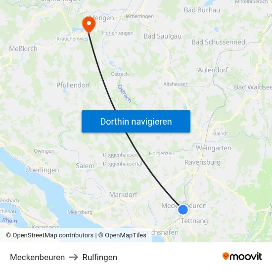 Meckenbeuren to Rulfingen map