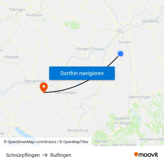 Schnürpflingen to Rulfingen map