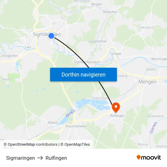 Sigmaringen to Rulfingen map