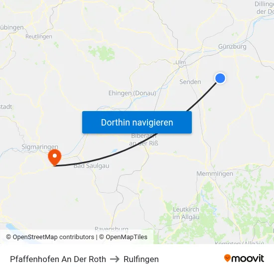 Pfaffenhofen An Der Roth to Rulfingen map