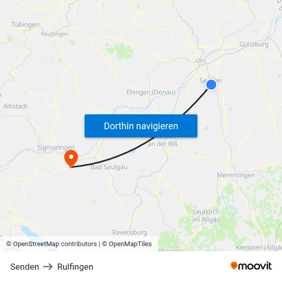 Senden to Rulfingen map