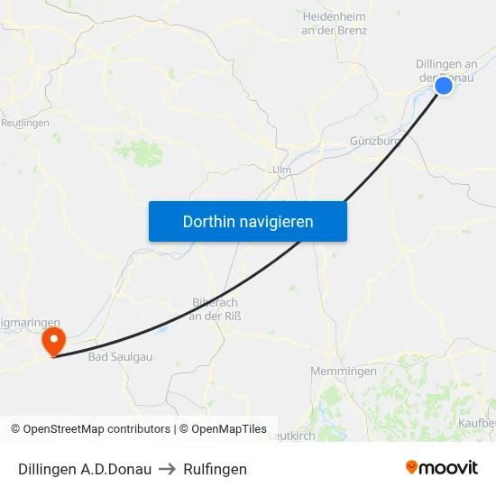 Dillingen A.D.Donau to Rulfingen map