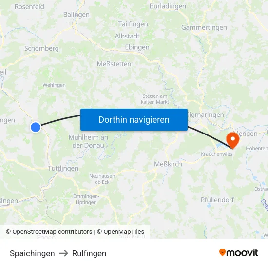 Spaichingen to Rulfingen map