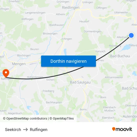 Seekirch to Rulfingen map