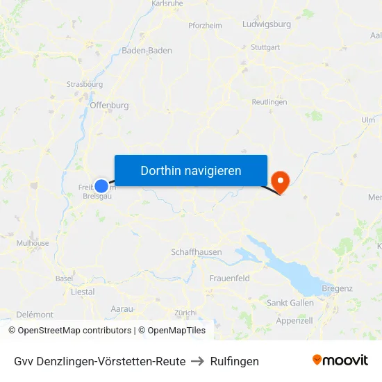 Gvv Denzlingen-Vörstetten-Reute to Rulfingen map